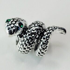 New! For Pandora Troll Charm Bracelet AMAZING Wrap Around Green Eyed Snake Charm